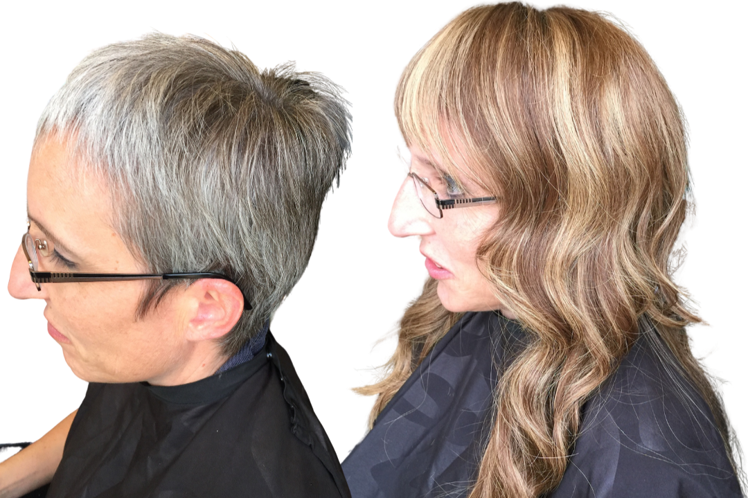 Before and After Hair Extensions — Side View